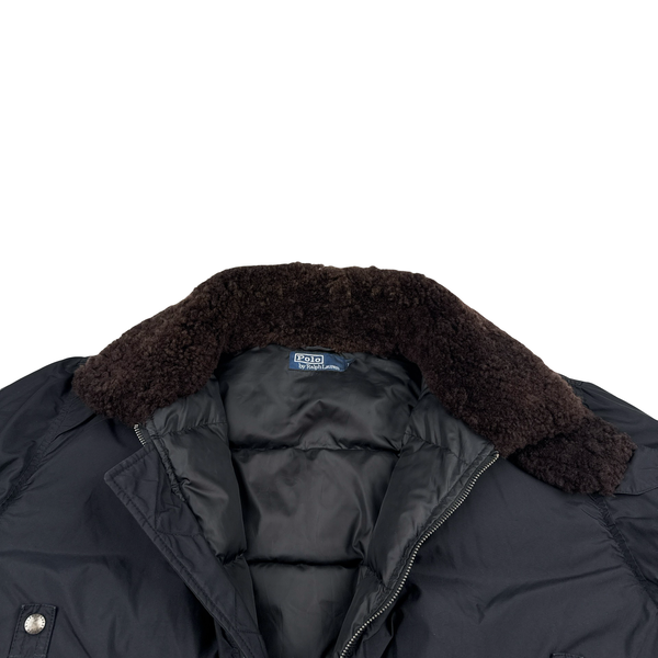 Ralph Lauren Heavyweight Shearling Collared Down Bomber Jacket - Large