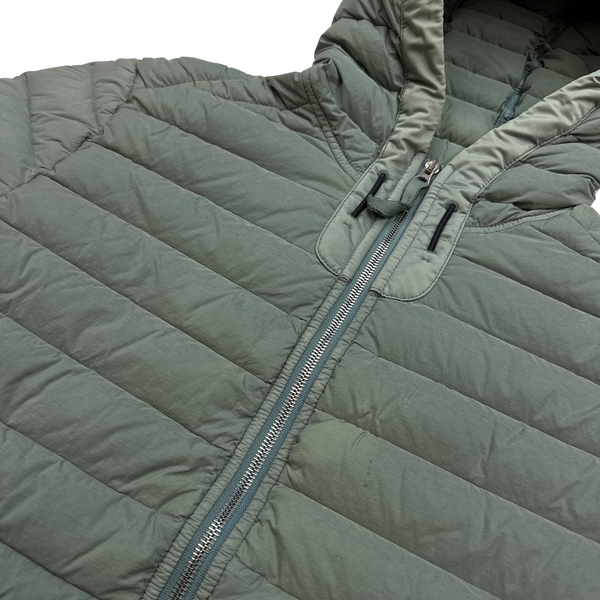 Stone Island Green Loom Down Woven Puffer Jacket - Medium
