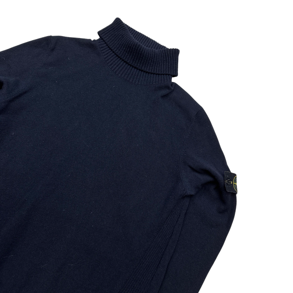 Stone Island 2015 Navy Blue Knit Roll Neck Jumper - XL