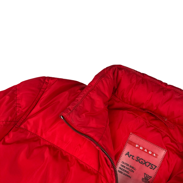 Prada Red Zipped Down Filled Puffer Jacket - XL