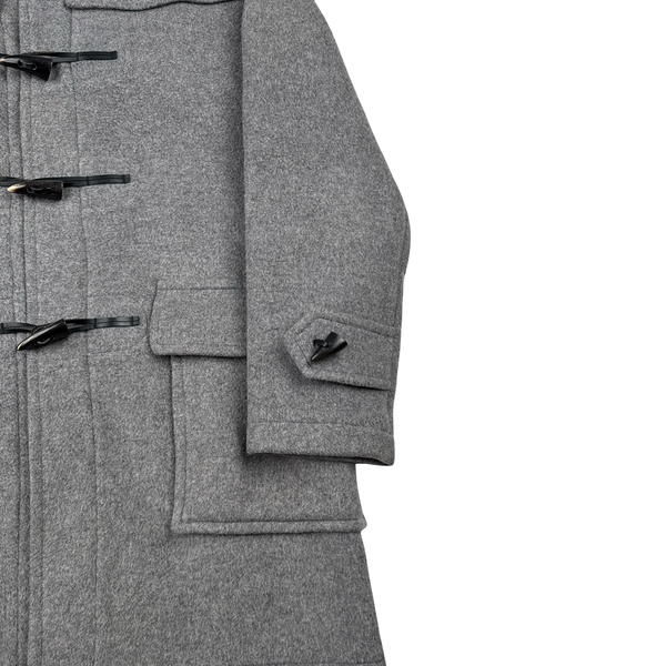 Burberry Grey Wooden Toggle Classic Check Lining Wool Duffle Coat - XL