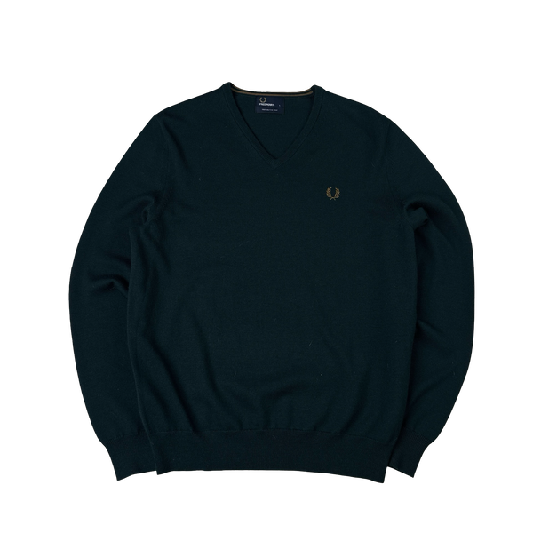 Fred Perry Dark Green V Neck Knit - Large