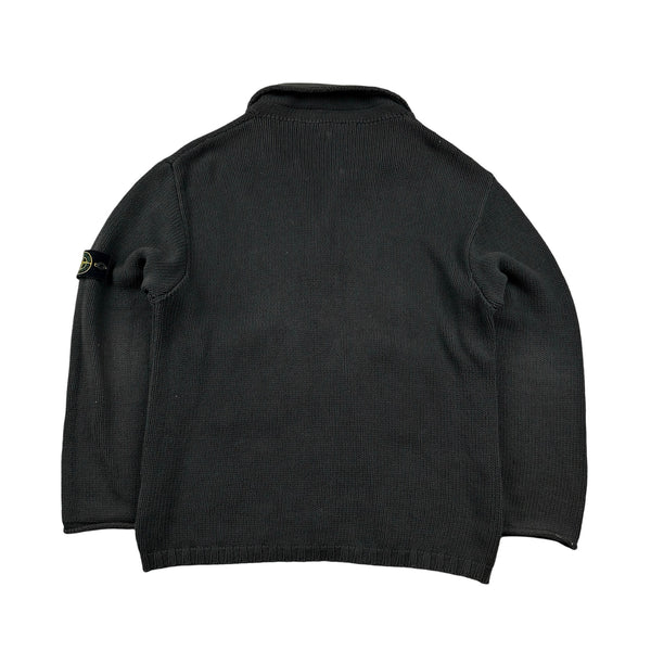 Stone Island Vintage 2002 Brown Cotton Knit Cardigan - XXL