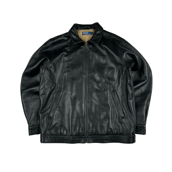 Ralph Lauren Black Heavyweight Leather Jacket - Medium