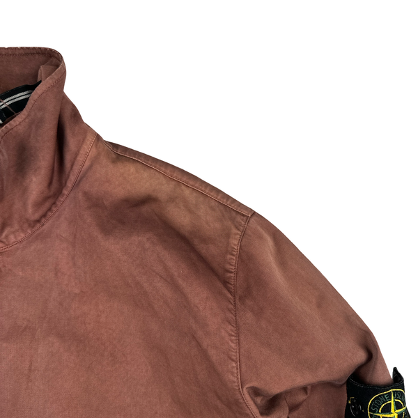 Stone Island 2006 Burgundy Cotton Blend Zipped Multi Pocket Jacket - XXL