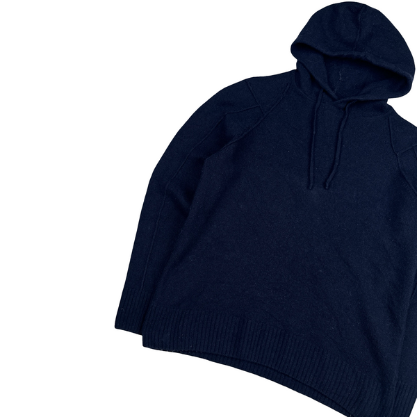 CP Company Navy Lens Viewer Wool Pullover Hoodie  - Small