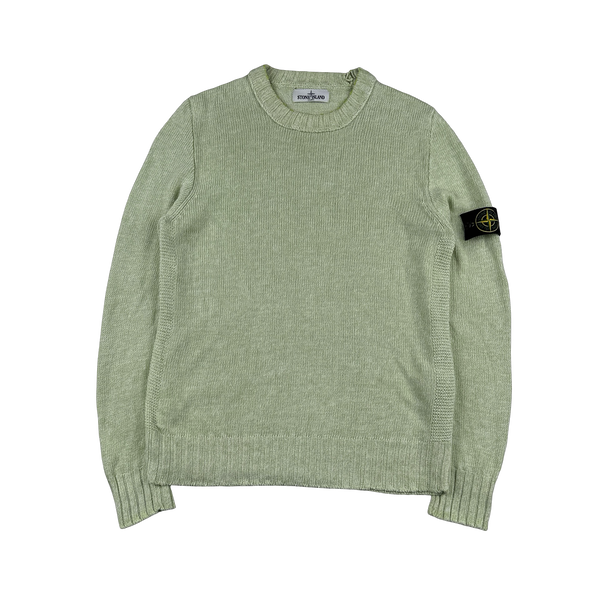 Stone Island 2014 Green Silk Blend Fine Knitted Crewneck - Large