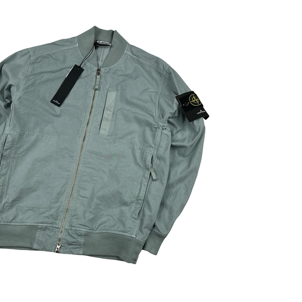 Stone Island 2023 Baby Blue Cupro Cotton Twill-TC Bomber Jacket - Small