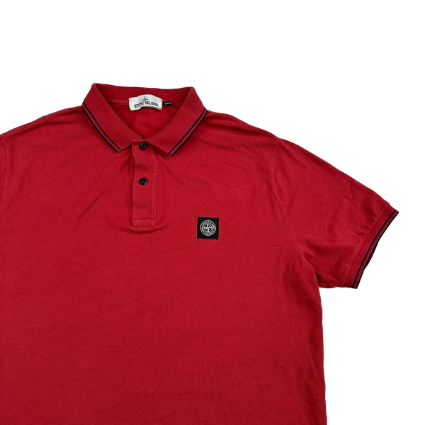Stone Island 2015 Red Cotton Slim Fit Polo Top - 3XL