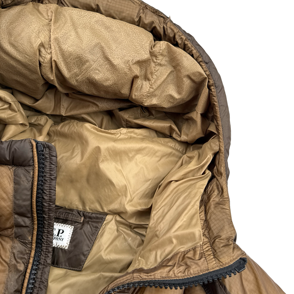 CP Company Brown Down Filled DD Shell Goggle Puffer Jacket - Large