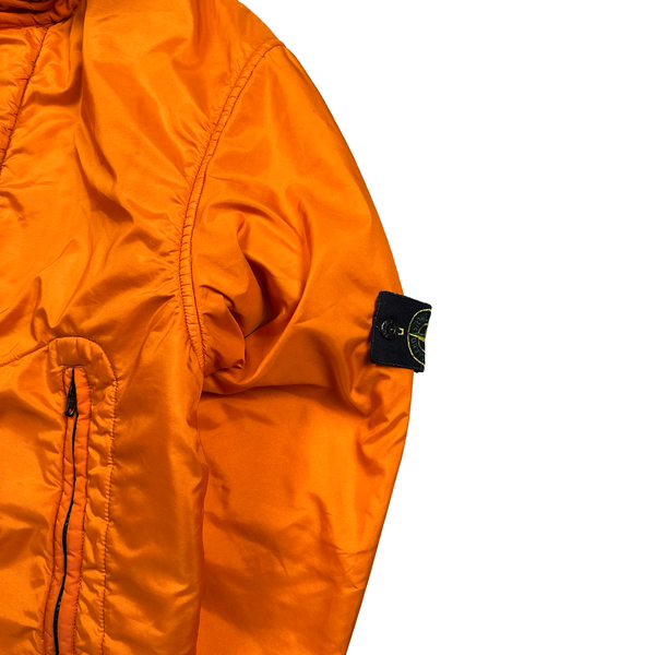 Stone Island 2004 Vintage Orange Mesh Quilted High Neck Nylon Jacket - Large