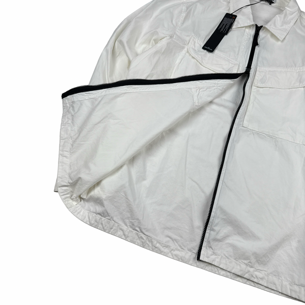 Stone Island 2022 White Brushed Cotton Zipped Overshirt - XL