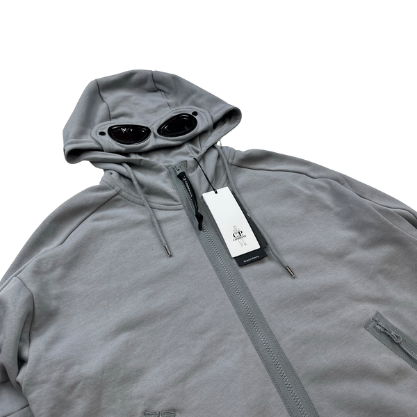CP Company Grey Cotton Goggle Hoodie - Medium