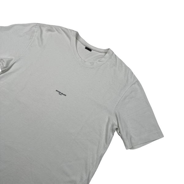 Stone Island 2005 White Cotton Spellout T Shirt - Large