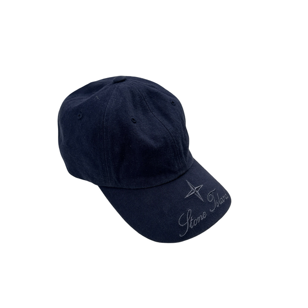Stone Island X Supreme 2023 Navy Cotton Spellout Cap