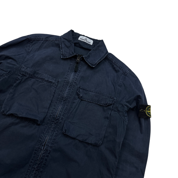 Stone Island 2018 Navy Cotton Zipped Overshirt - Medium