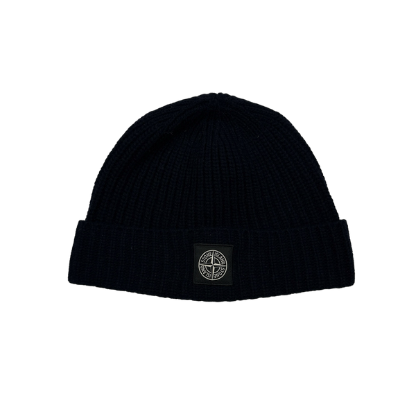 Stone Island 2021 Navy Wool Knit Ribbed Beanie