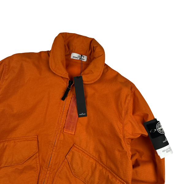 Stone Island 2019 Orange Reflective Weave Ripstop TC Jacket - Large