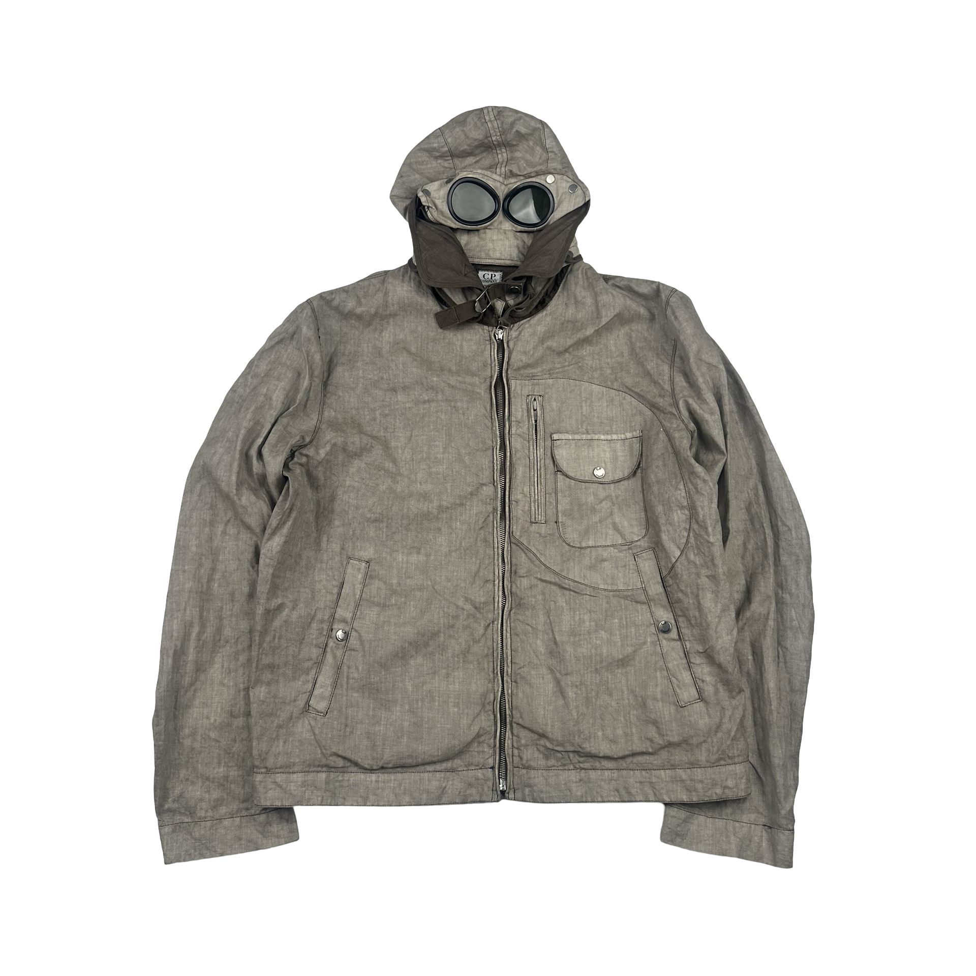 CP Company 2004 Vintage Lino Flax Goggle Jacket - Large