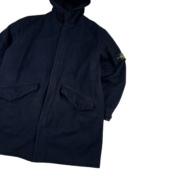 Stone Island Vintage Navy 1998 Wool Blend Dutch Rope Lined Coat - XL