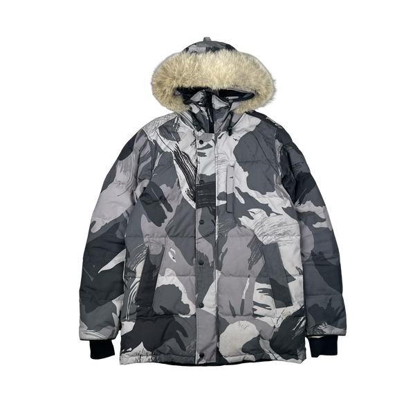 Canada Goose Grey Camo Premium Down Carson Coyote Fur Parka Jacket - Large