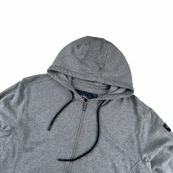 Paul And Shark Grey Zip Up Hooded Jumper - Medium