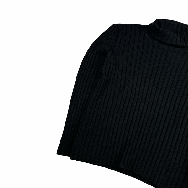 CP Company 1995 Lana Wool Black Ribbed Knitted Jumper - Small