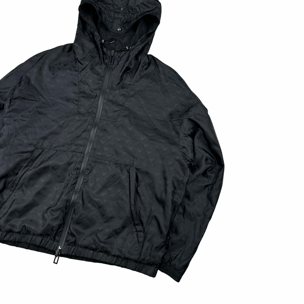Emporio Armani Monogram Reversaible Nylon Peak Hood Lightweight Jacket - XXL