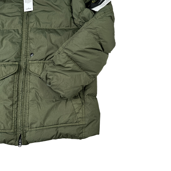 Stone Island 2024 Green Crinkle R-NY Down Puffer Jacket - Small