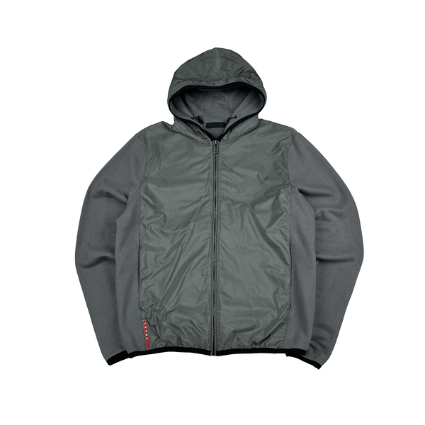 Prada Charcoal Grey Nylon Cotton Crewneck Tracksuit - Large
