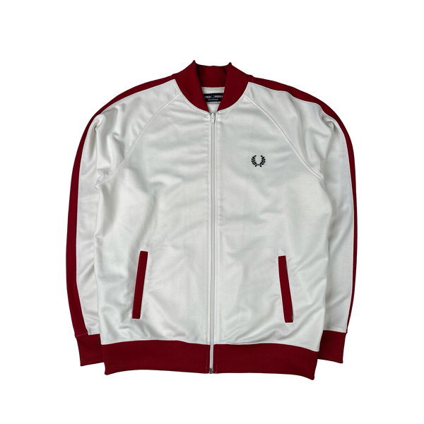 Fred Perry Red/White Zipped Tracksuit Jacket - Large