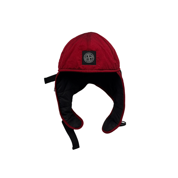Stone Island 2022 Red Econyl Nylon Metal Face Cover Hat - Large