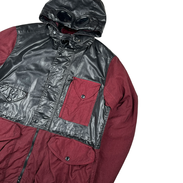 CP Company Red Quartz Quilted Paneled Goggle Jacket - Medium