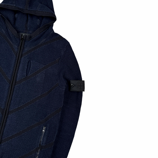 Stone Island Dark Navy Shadow Project Knit Zipped Hooded Jumper - Small