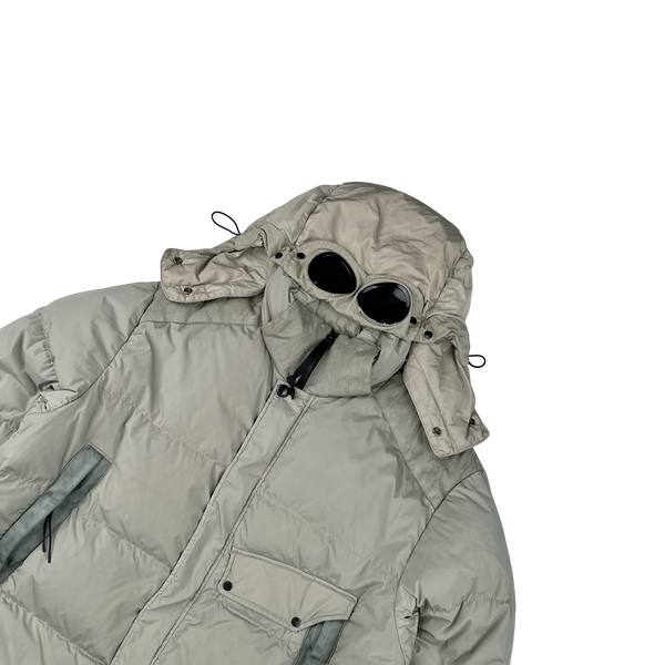 CP Company Cream Nycra Goggle Down Puffer Jacket - Large