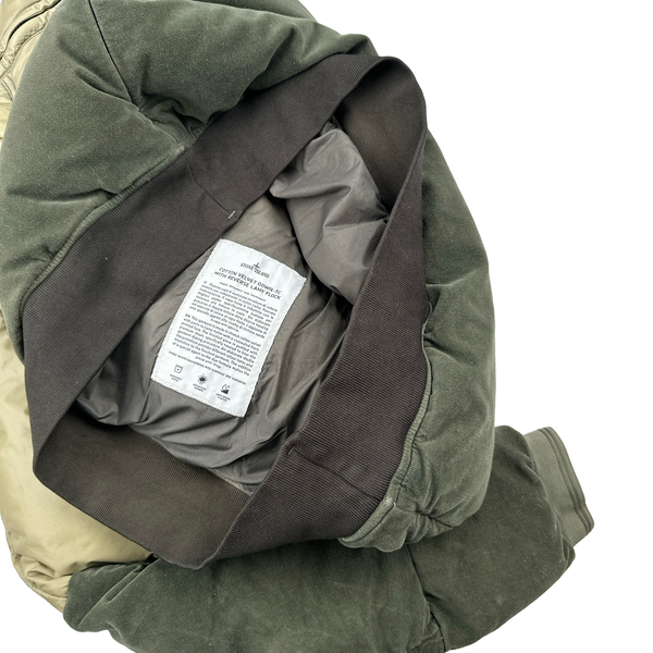 Stone Island 2018 Khaki Cotton Velvet Down TC Reverse Lamy Flock Puffer - Large
