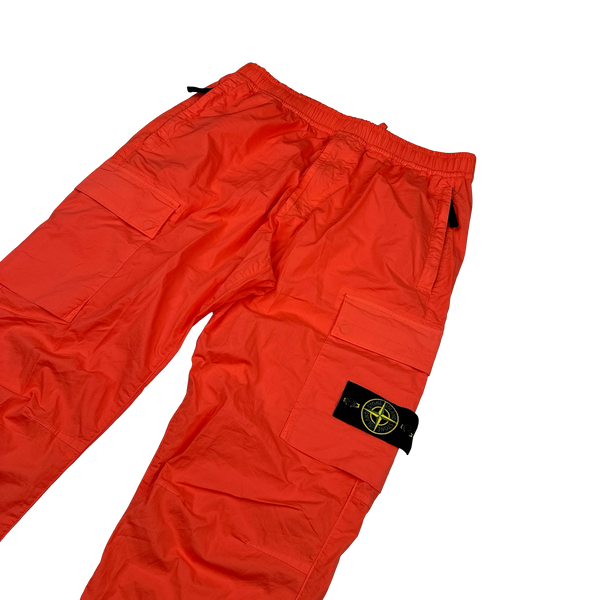 Stone Island 2022 Neon Red Parachute Cargo Trousers - 34"