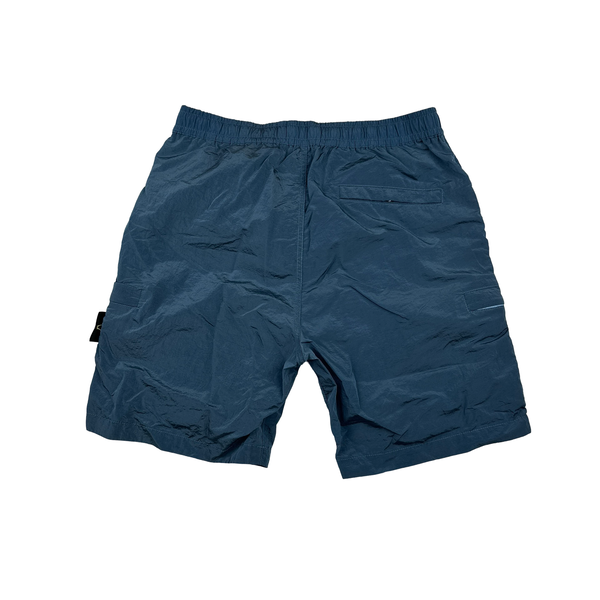 Stone Island 2022 Blue Nylon Metal Loose Fit Cargo Shorts - Large