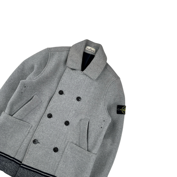 Stone Island 2020 Panno Jaquard Double Breasted Wool Collared - Large
