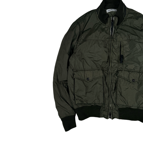 Stone Island 2012 Khaki 30th Anni Garment Dyed Nylon Tela Quilted Jacket - Large