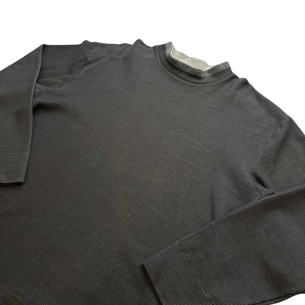 90s 80s Y2k Stone Island Wool Green Sweater Embroided Logo