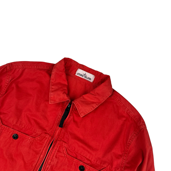 Stone Island 2016 Red Garment Dyed Overshirt - Large