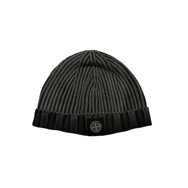 Stone Island Dust Treatment Garment Dyed Patch Beanie Hat