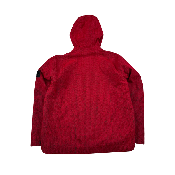 Stone Island 2022 Red Needle Punched Reflective Balaclava Jacket - Large