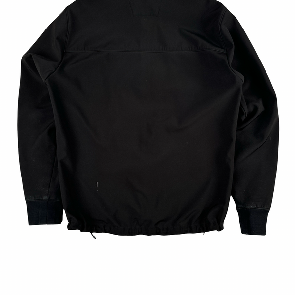 CP Company Black Soft Shell R Goggle Hooded Zipped Jacket - Large