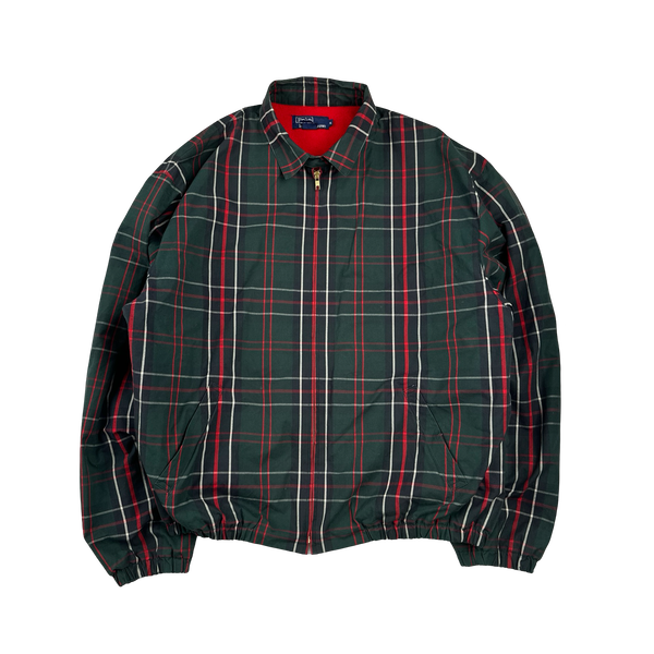 Relco Mens Harrington Jacket Red Tartan Lining In Black, Burgundy, Mustard, Navy