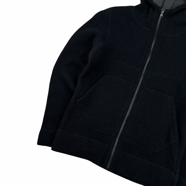 CP Company Black Lens Viewer Wool Blend Zipped Hoodie - Small