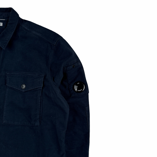 CP Company Mole Skin Cotton Navy Multi Pocket Zipped Overshirt - XL