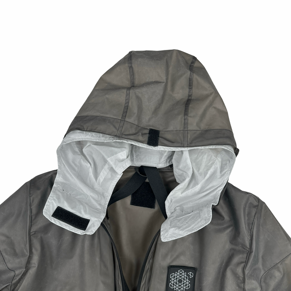 Plurimus Matte Grey Dual Hood Polycover Zipped Jacket - Small