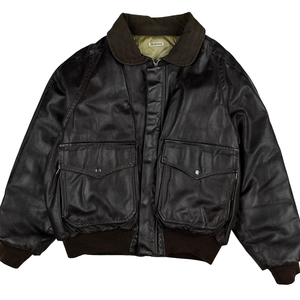 Boneville Vintage 80's Heavyweight Brown Leather Jacket - Large